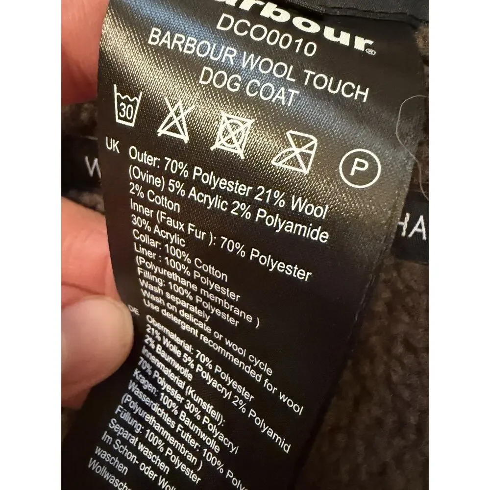 Barbour Wool Touch Fleece Lined Dog Coat Waterproof Sz M NEW $98
